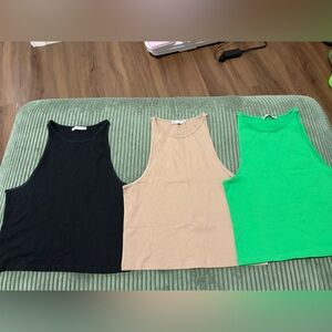 Zara Women's Tank Tops - Black, Beige, and Green